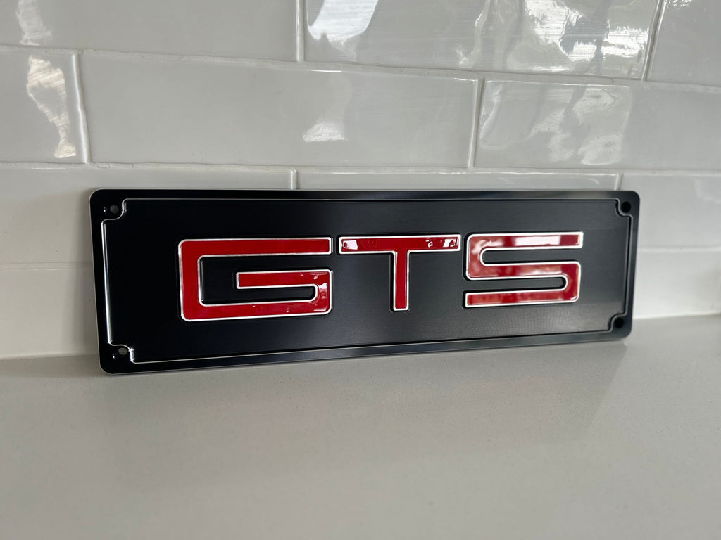 GTS machined display plate — anodised, post-machined and paint filled