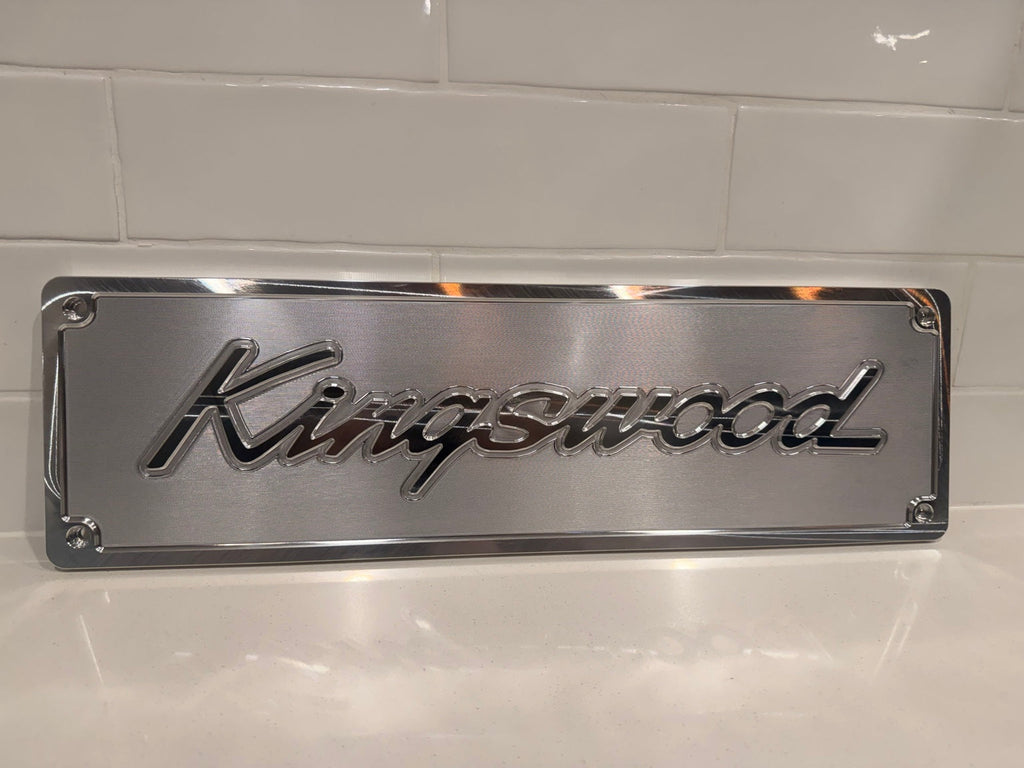 Kingswood machined display plate — raw machined aluminium