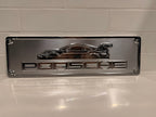 Porsche GT3 RS machined display plate — raw machined aluminium